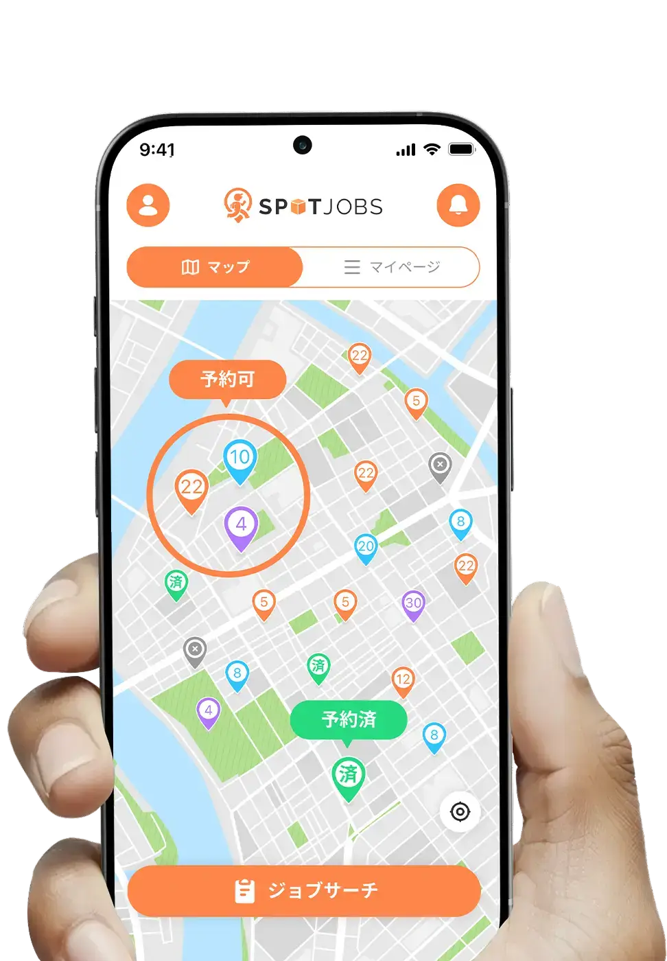 地図が表示されたスマートフォンの画像